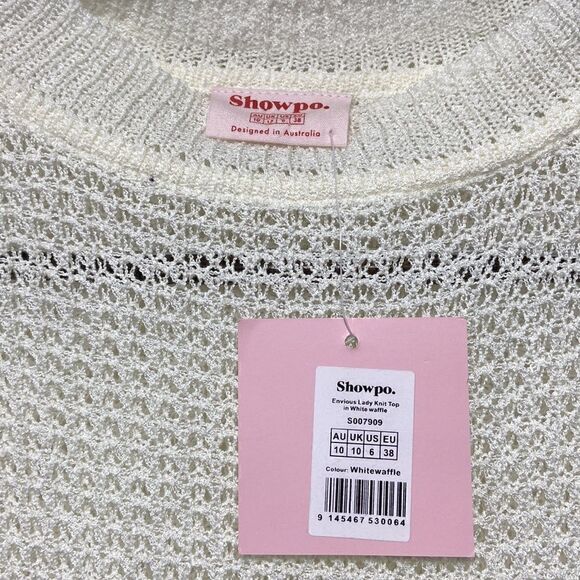 Showpo. Envious Lady Knit Top In WHITE WAFFLE Size 6 - Picture 4 of 7